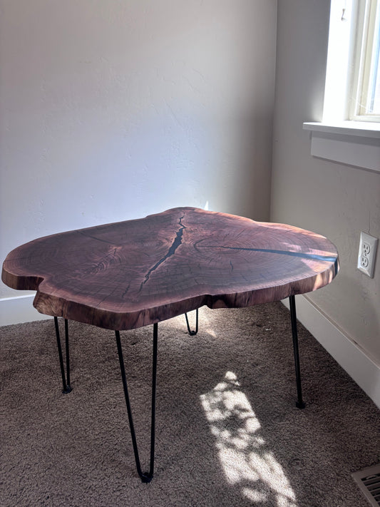 Walnut resin coffee table